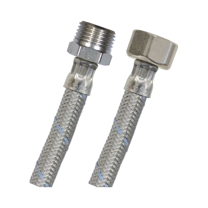 Conector Flexible para Lavabo y Fregadero Coflex en Vinilo Trenzado de 1/2 x 1/2 Pulgada y 40 cm de Largo