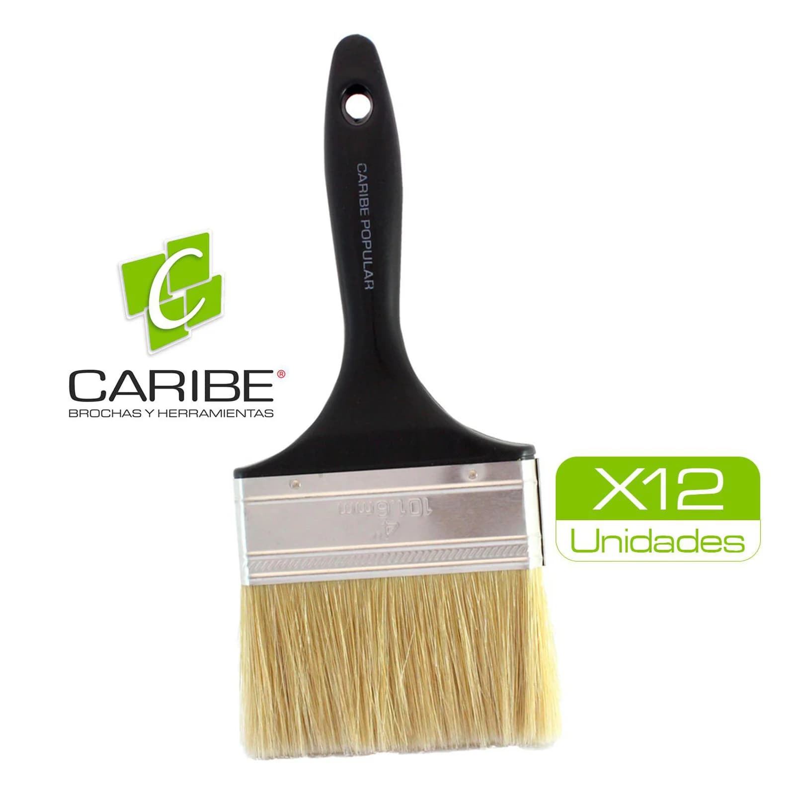 Brocha Popular Caribe 4 Pulgadas Mango Negro