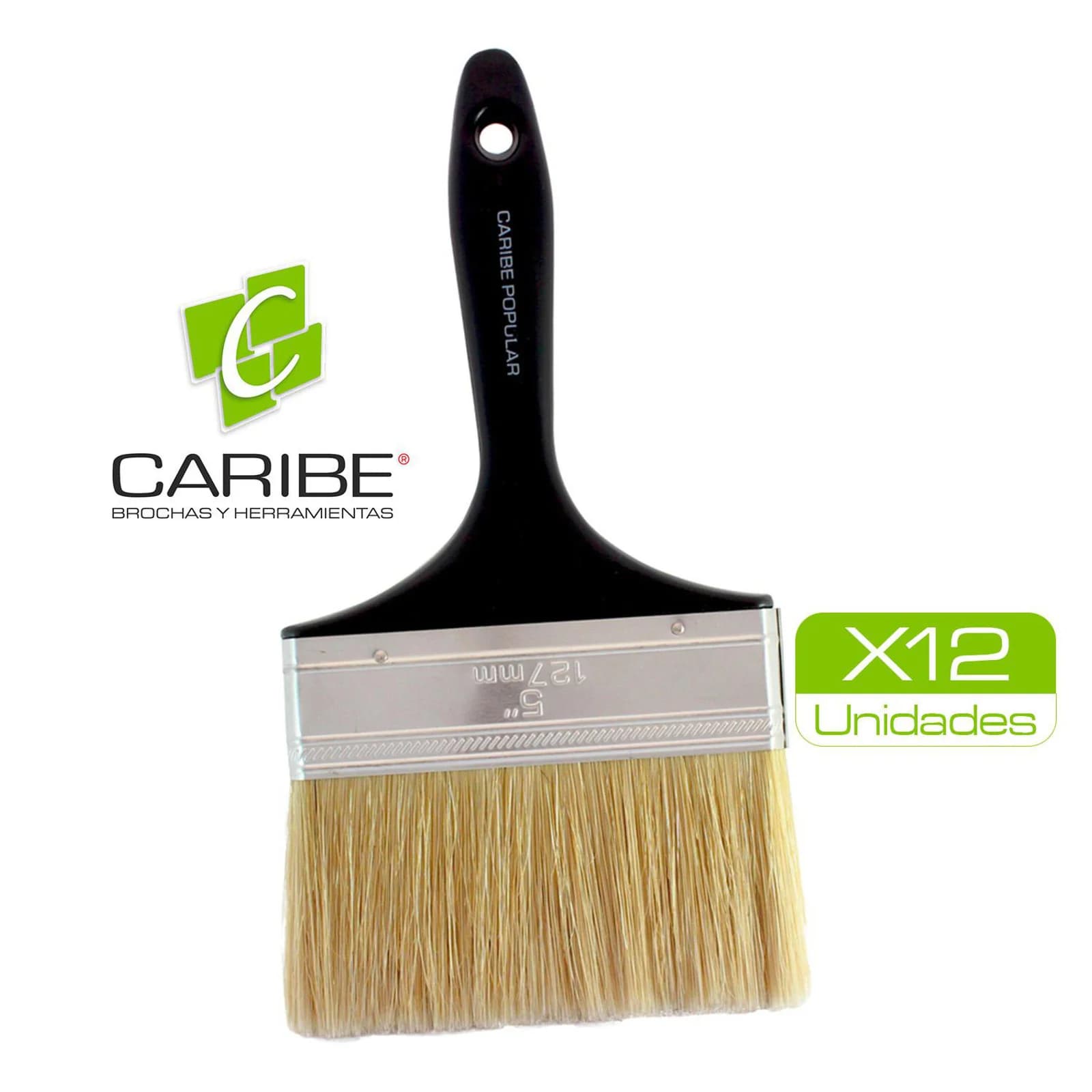 Brocha Popular Caribe 5 Pulgadas Mango Negro - Paquete x 12
