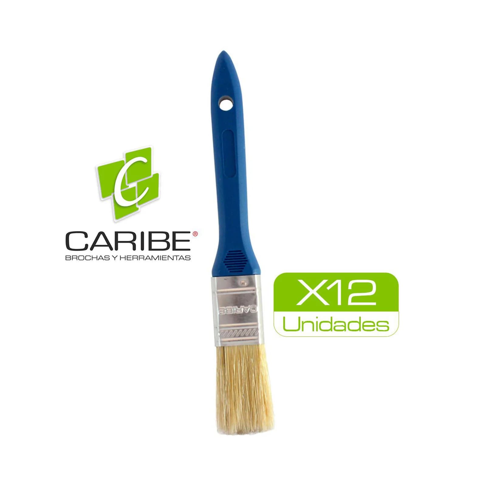 Brocha Profesional Caribe Mango Azul 1 Pulgada - Paquete x 12