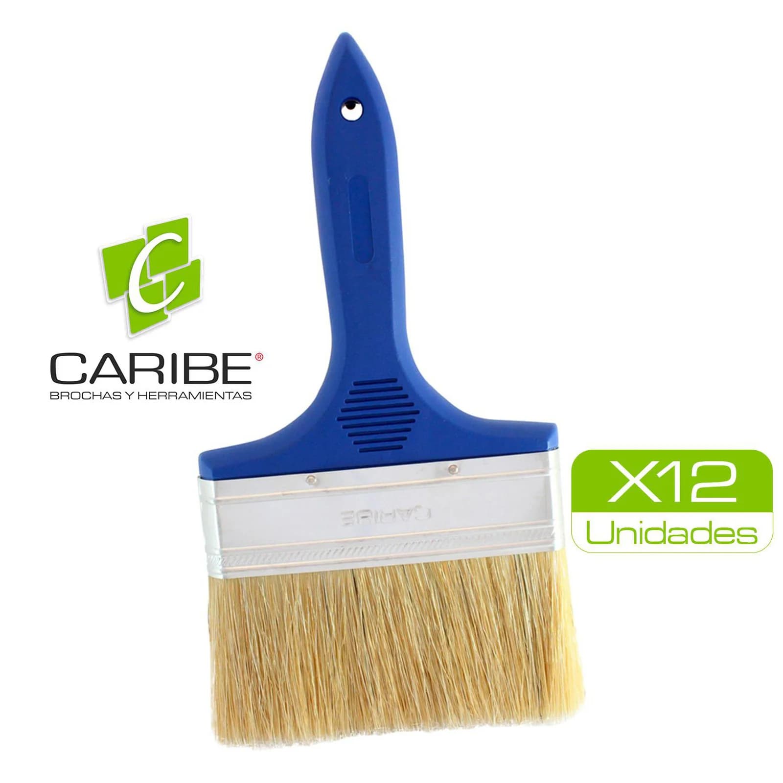 Brocha Profesional Caribe Mango Azul 5 Pulgadas - Paquete x 12