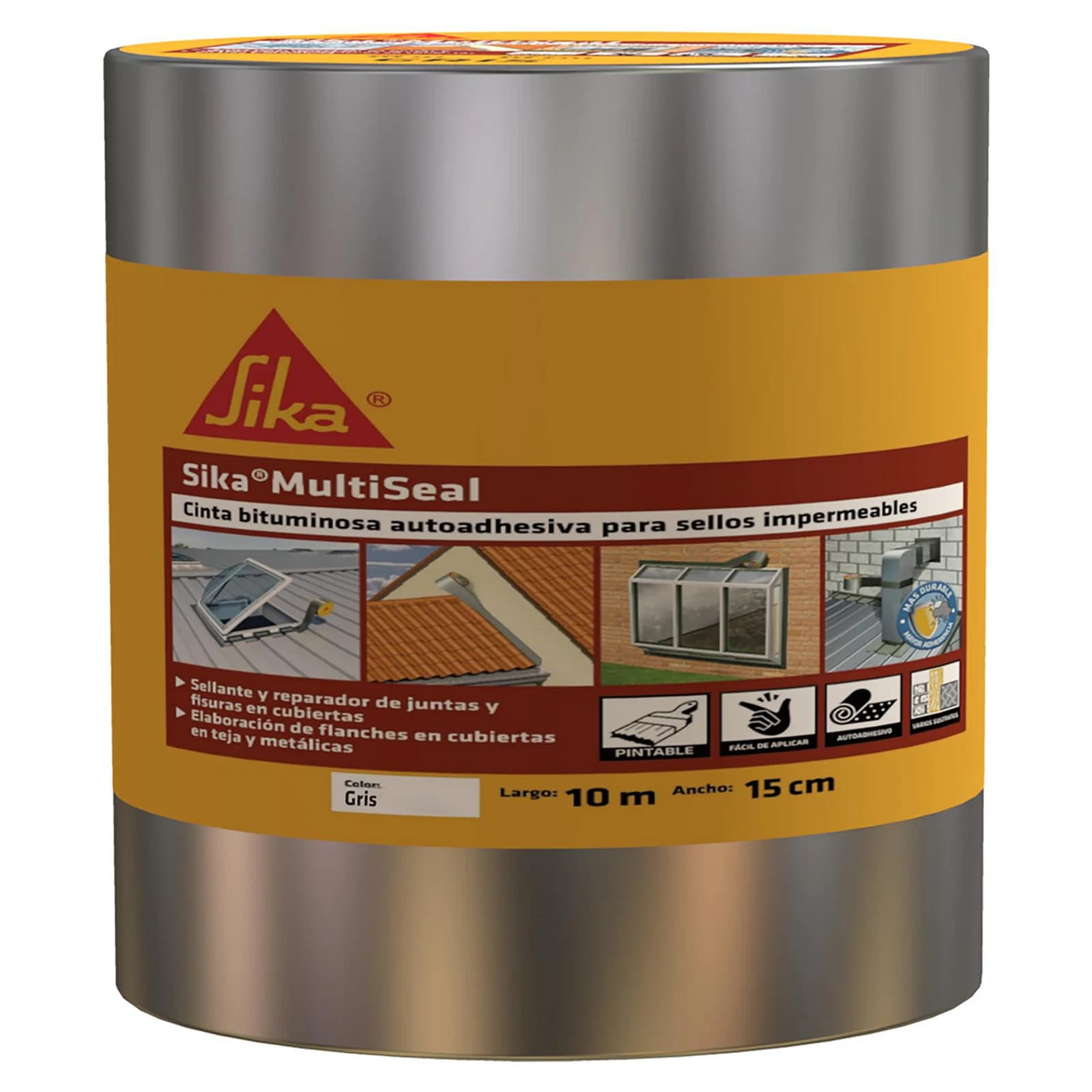 Cinta Multiseal Bituminosa Autoadhesiva Sika Gris 10 cm x 10 m