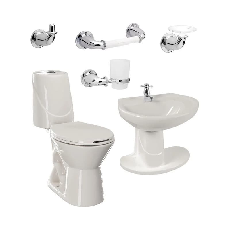 Combo Sanitario Corona Happy Ii Bone con Semipedestal