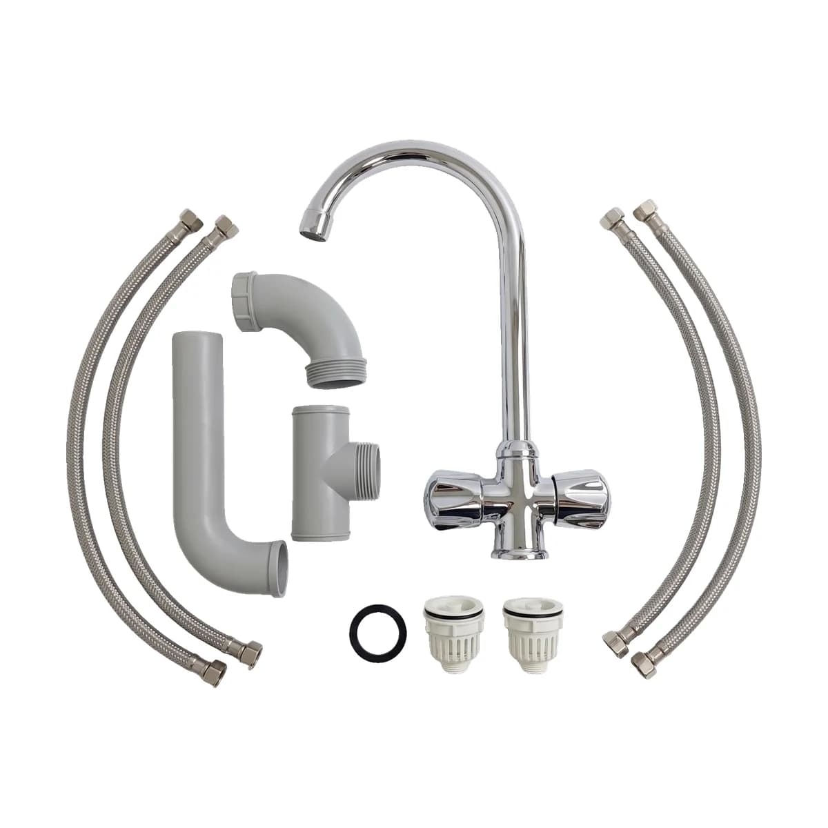 Conjunto Grifería Cocina Grival Prakti Cromo