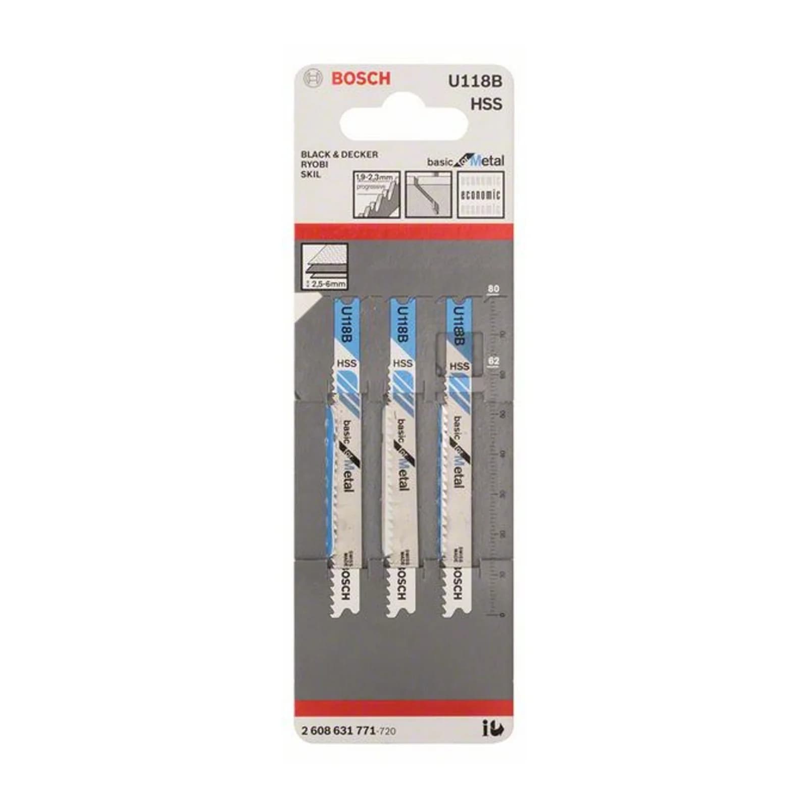 Cuchilla Caladora Bosch T118B HSS para Metal - Paquete x 5