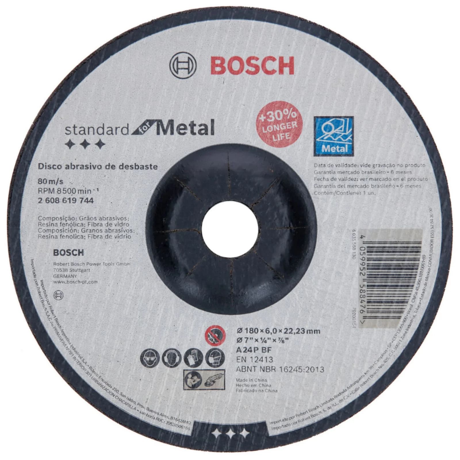 Disco Desbaste Bosch Standard Metal 7 Pulgadas 180 mm
