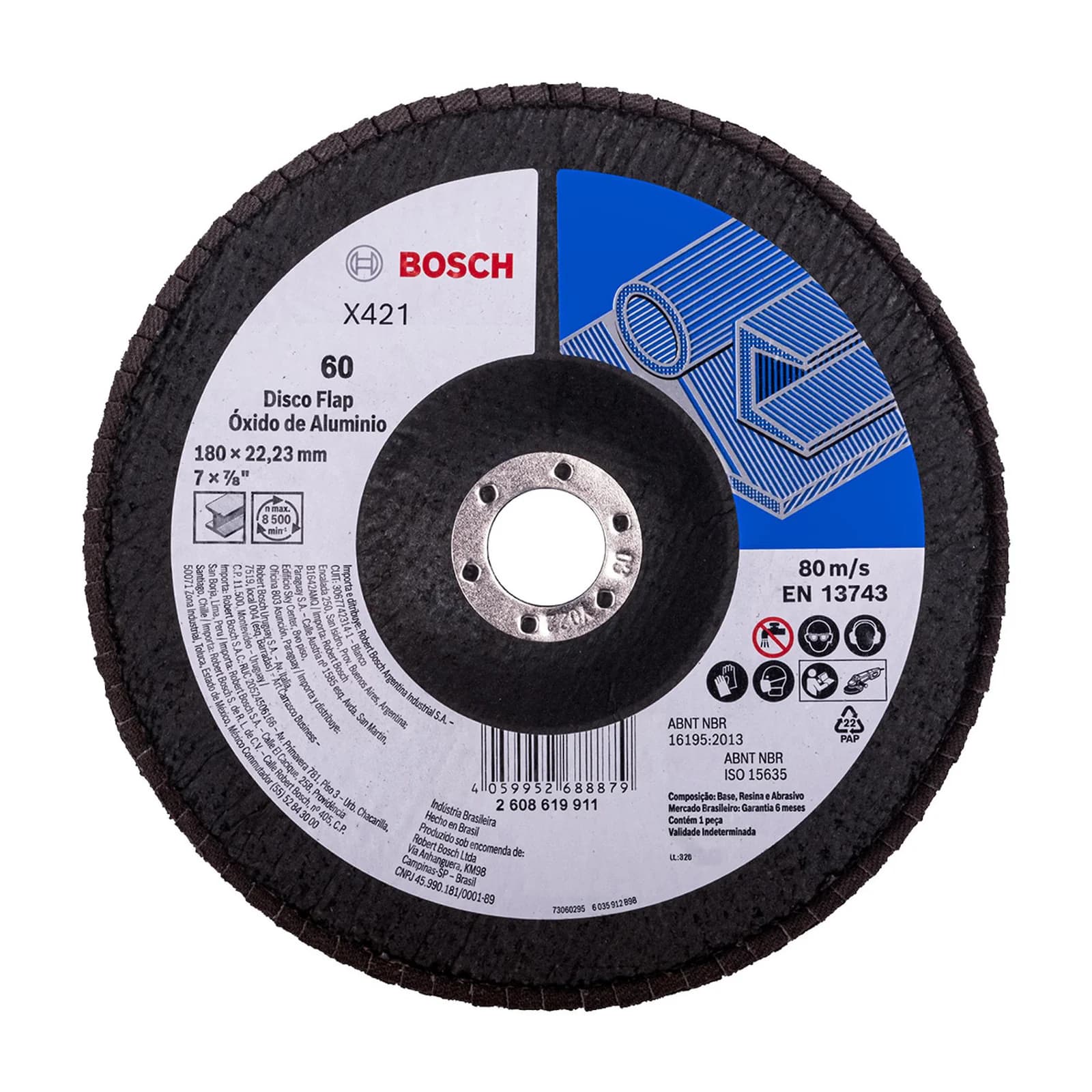 Disco Flap Blue Metal Plast Bosch 7 Pulgadas Grano 60 - Paquete x 10
