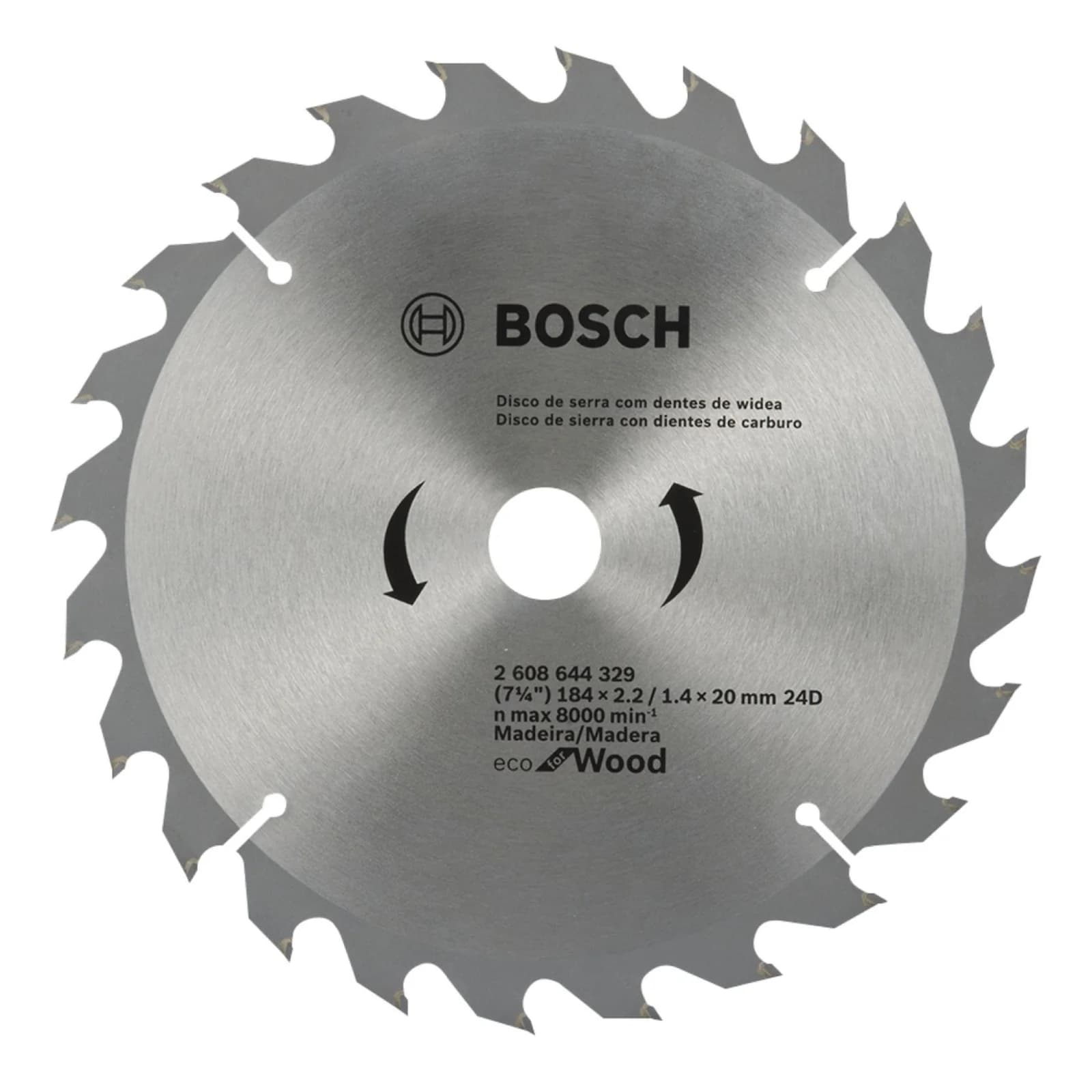 Disco Sierra Circular Bosch Eco Madera 7 1/4 Pulgadas 24 Dientes
