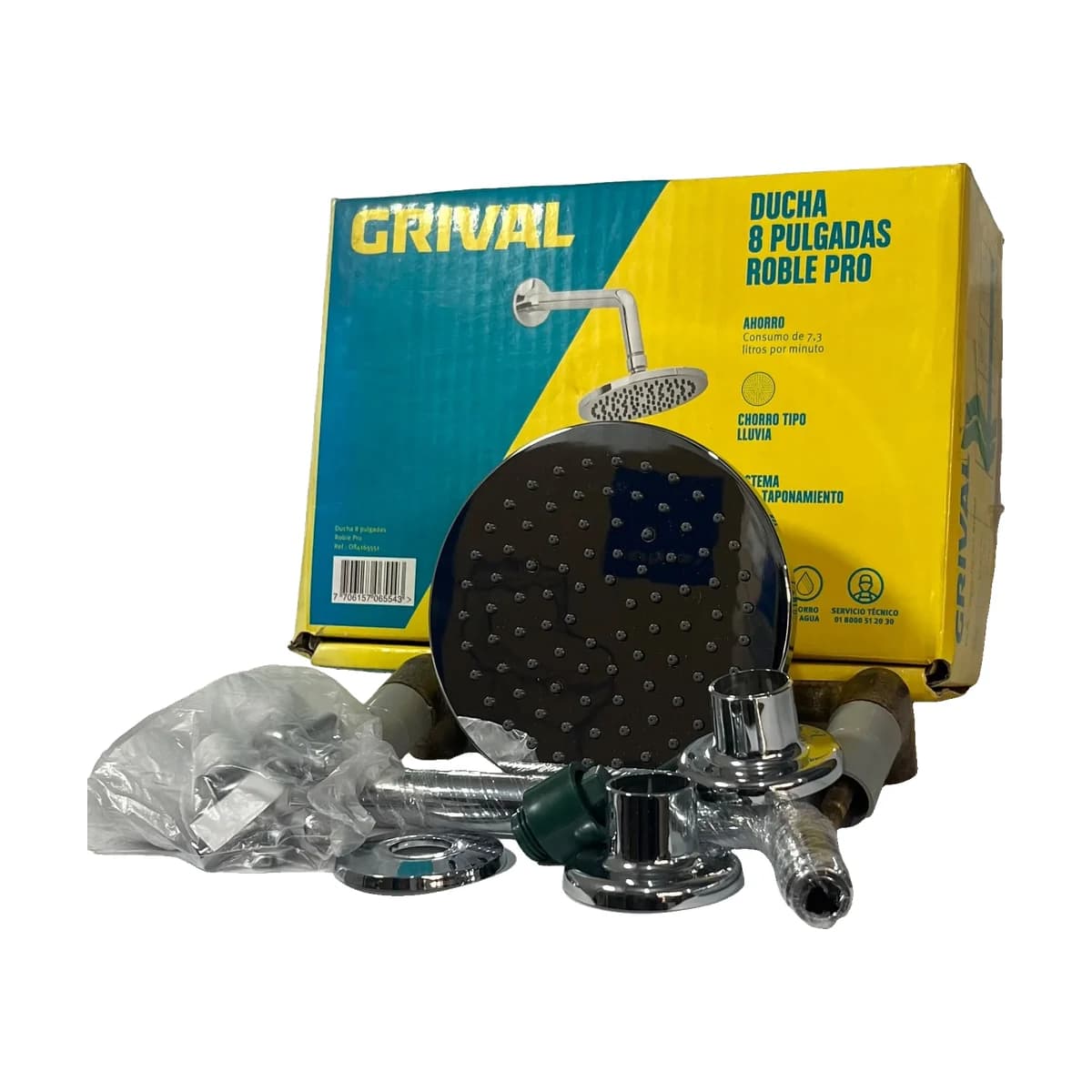 Ducha Mezclador 8" Línea Roble con Regadera Koral Grival