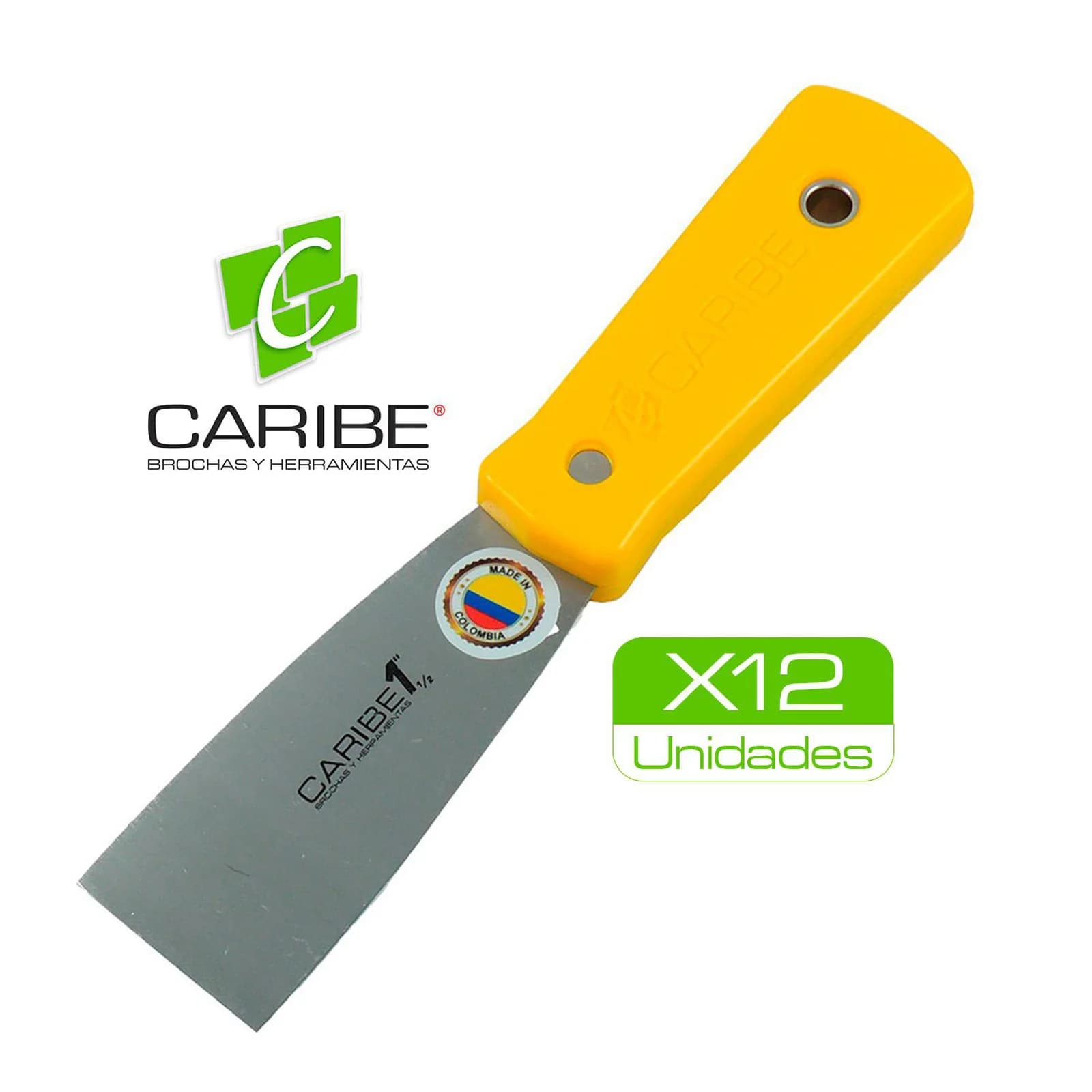 Espátula Profesional Caribe 1 1/2 Pulgada Mango Amarillo