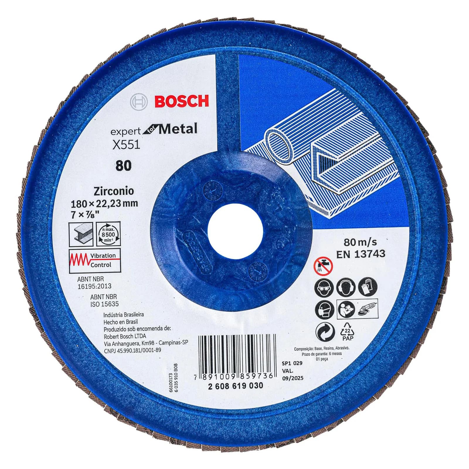 Fibrodisco Bosch Grano 80 7 Pulgadas - Paquete x 10