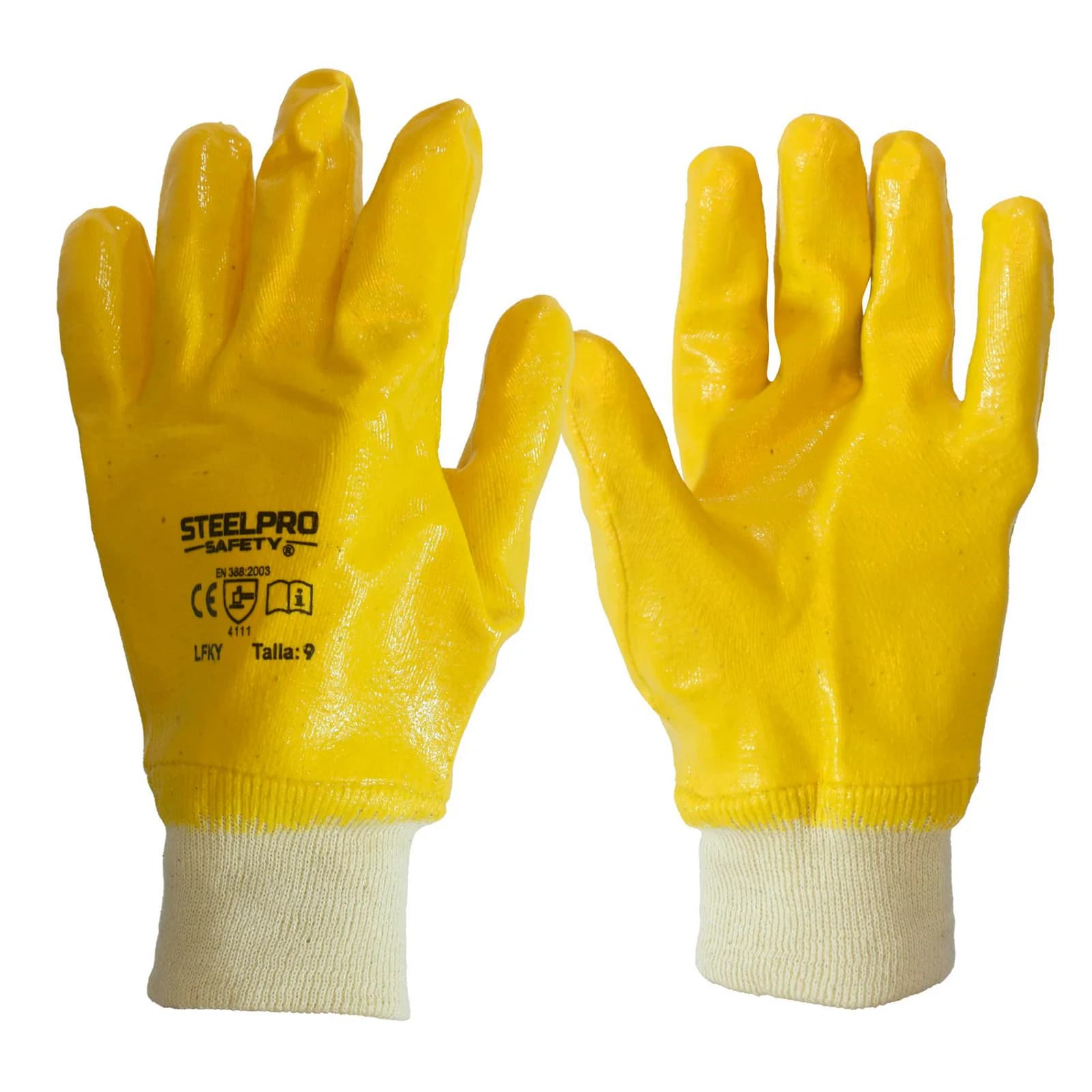 Guante Nitrilo Steelpro Nitrisafe Supervisor Forro Tejido Talla 10 Amarillo - Paquete x 6