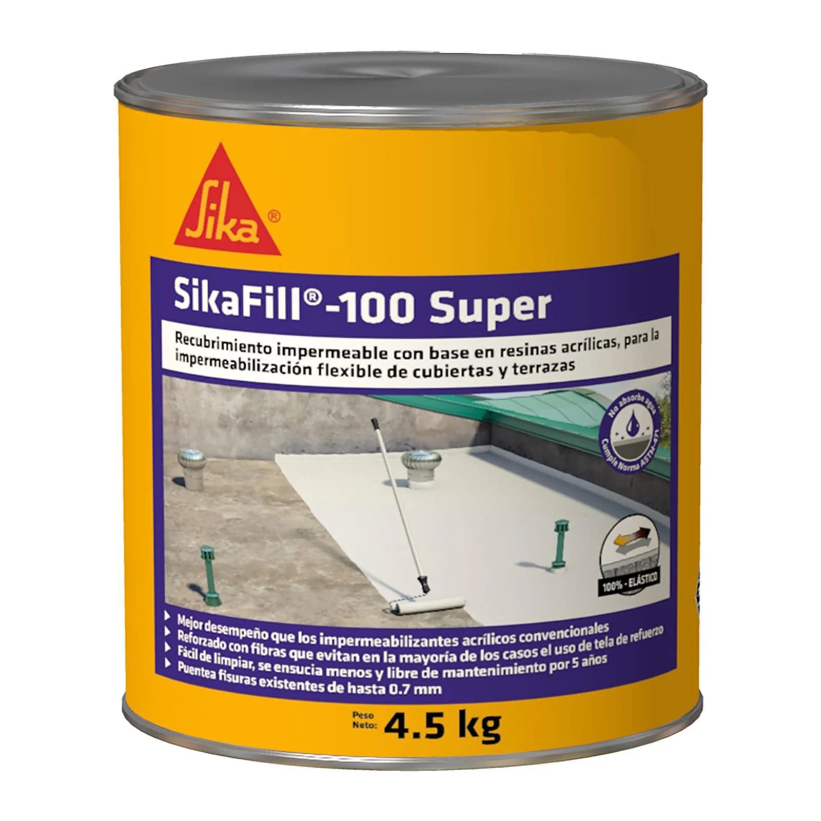 Impermeabilizante Acrílico Sika SikaFill 100 Super Blanco 4.5 kg