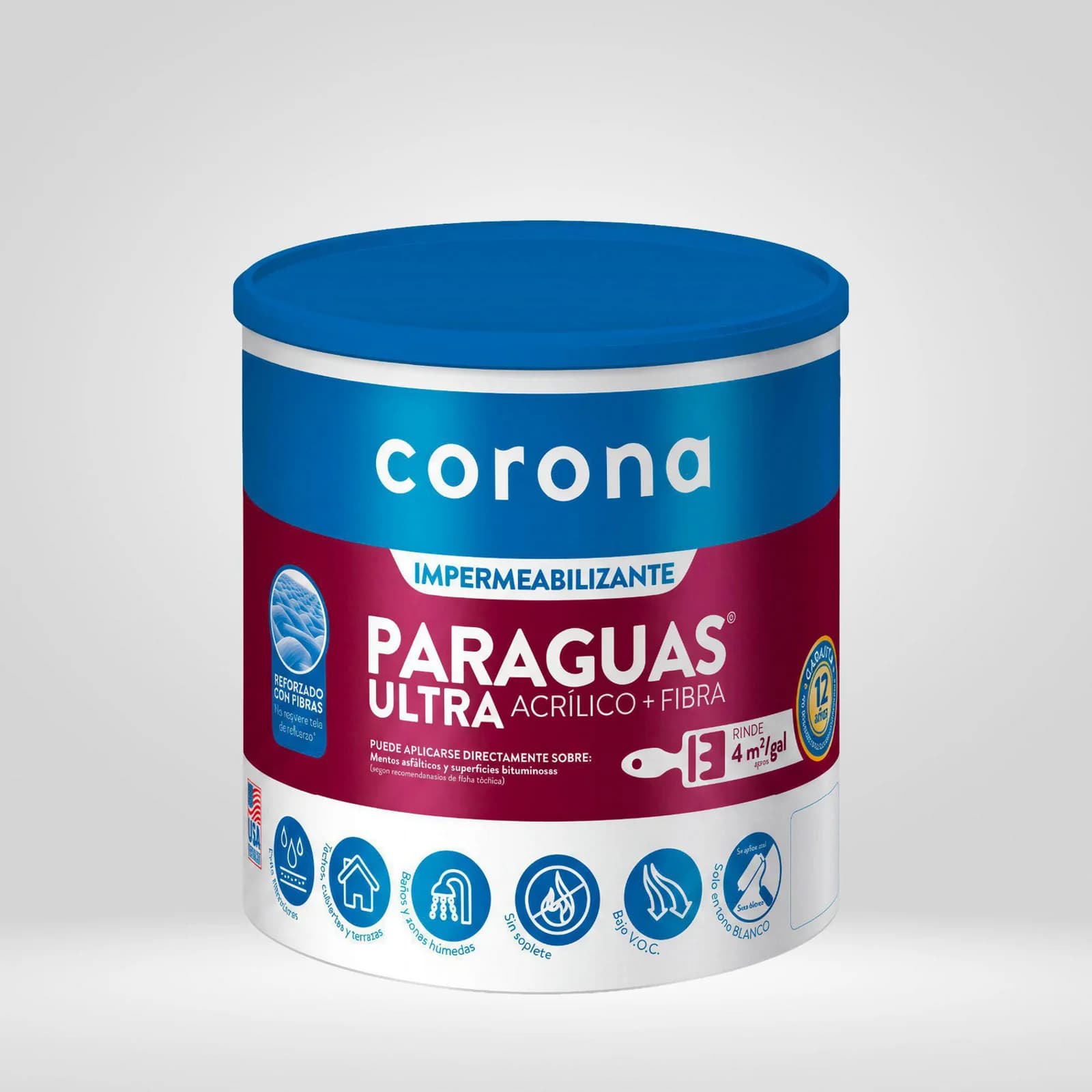 Impermeabilizante Paraguas Ultra Blanco 1/4 Galón Corona