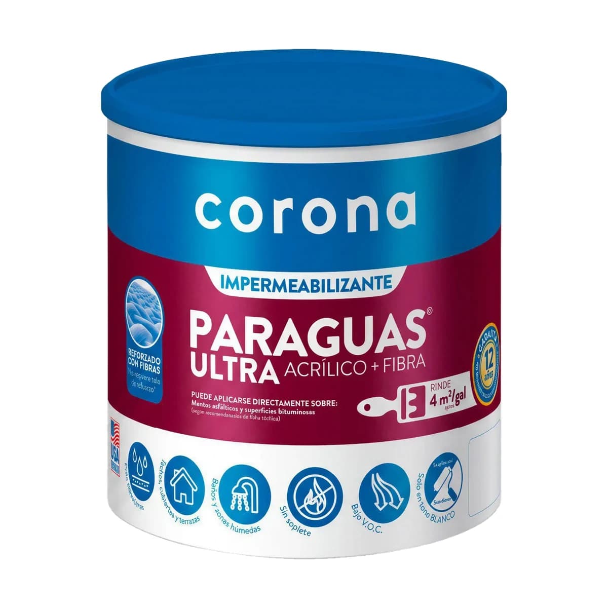 Impermeabilizante Paraguas Ultra Blanco 1/4 Galón Corona