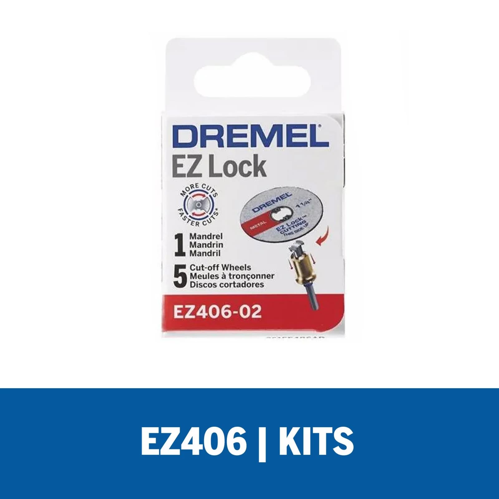 Juego Corte Dremel EZ Lock 1 Mandril + 2 Discos 1/8 Pulgada