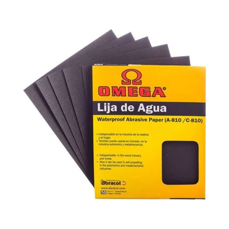 Lija de Agua Omega Grano 180 para Metal y Madera