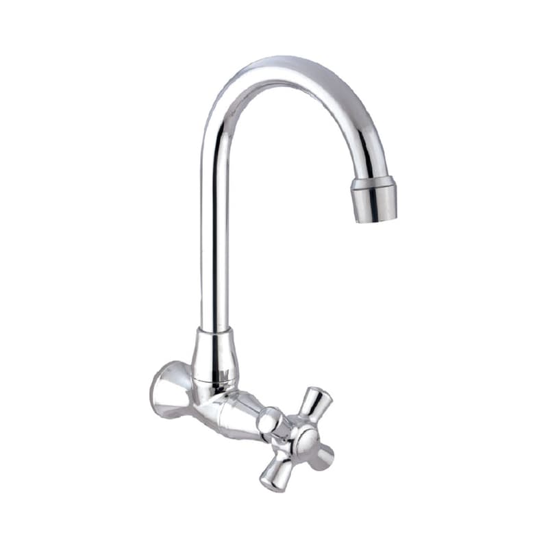 Llave Móvil para Lavaplatos de Pared Gricol Helvetia con Brazo en C y Acabado Cromado de Alta Resistencia