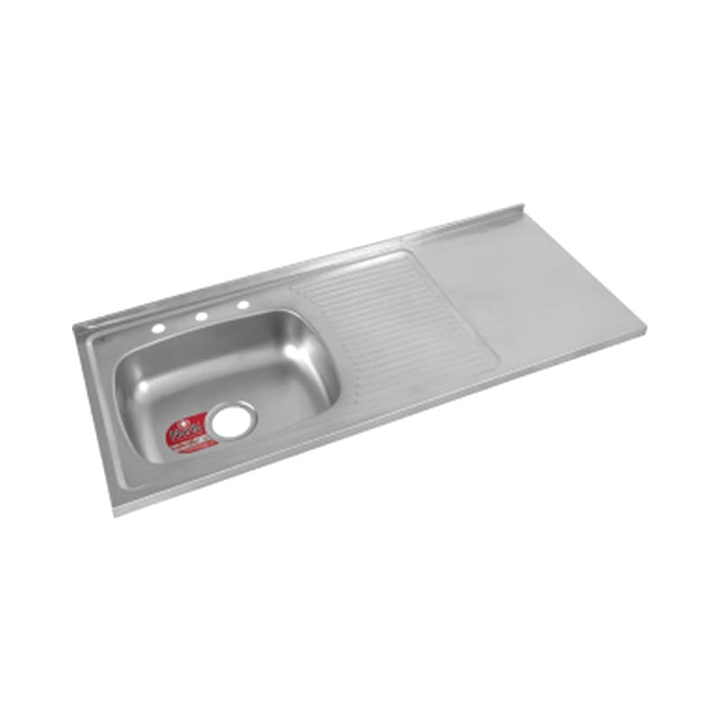 Mesón para Cocina Liso 120x50 cm con Escurridor Derecho y Mezclador en Acero Inoxidable North