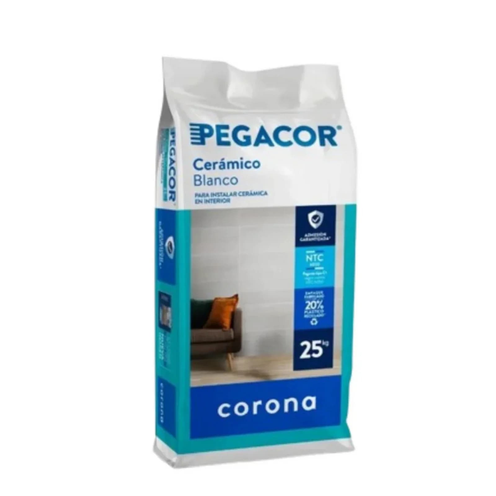 Pegante Cerámico Pegacor Blanco Interiores 25 kg