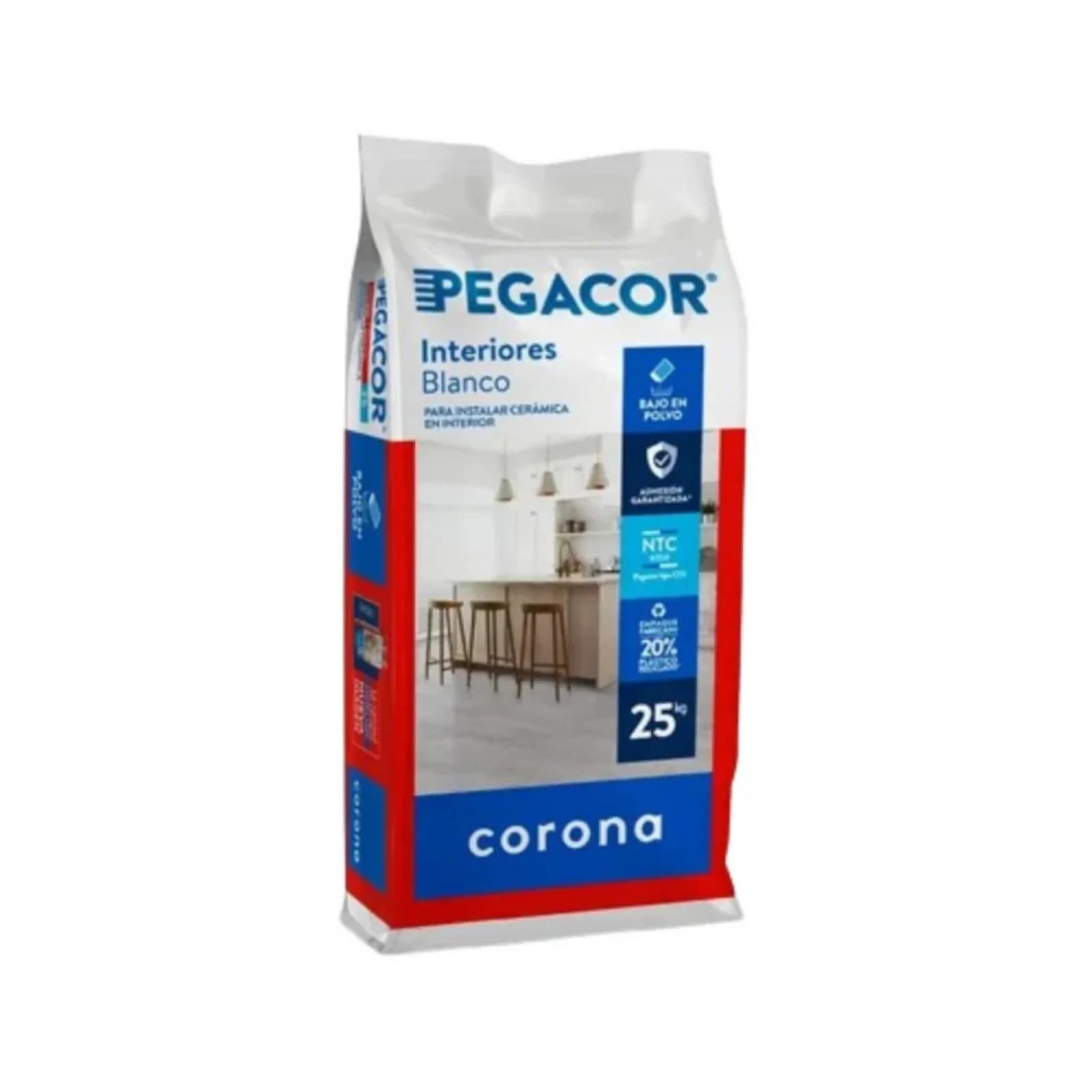 Pegante Cerámico Pegacor Interiores Blanco 10 kg