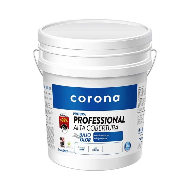 Pintura Corona Professional Alta Cobertura Cubremax Blanco Interior 5 Galones