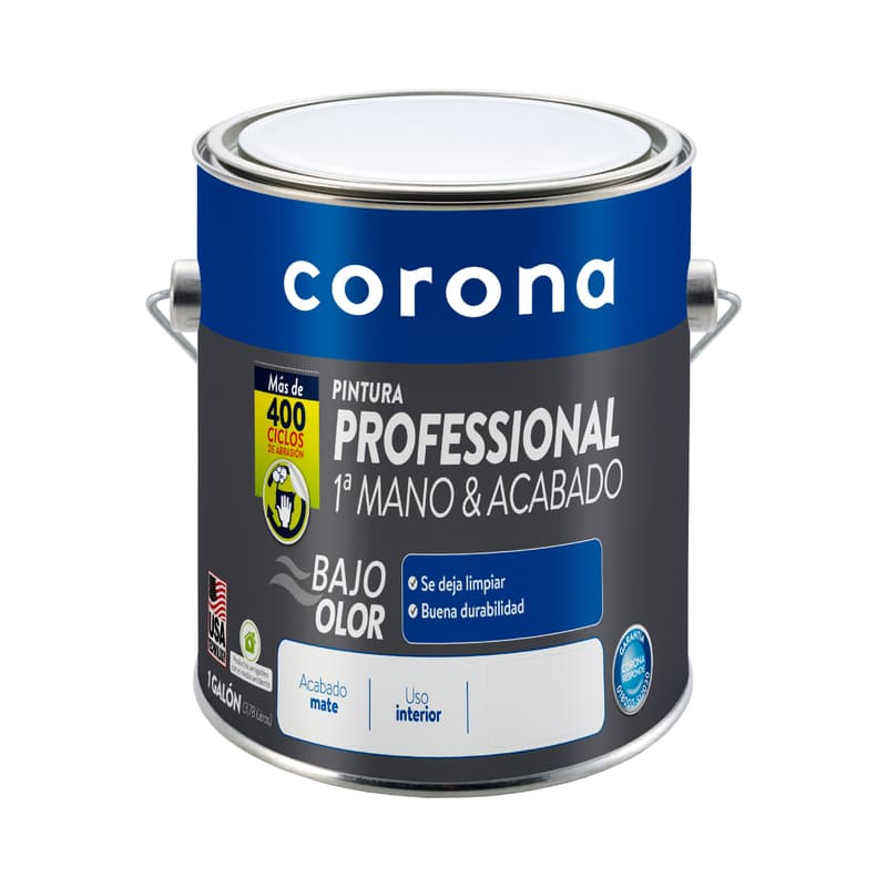 Pintura Corona Profesional 1A Mano Blanco Galón Interior