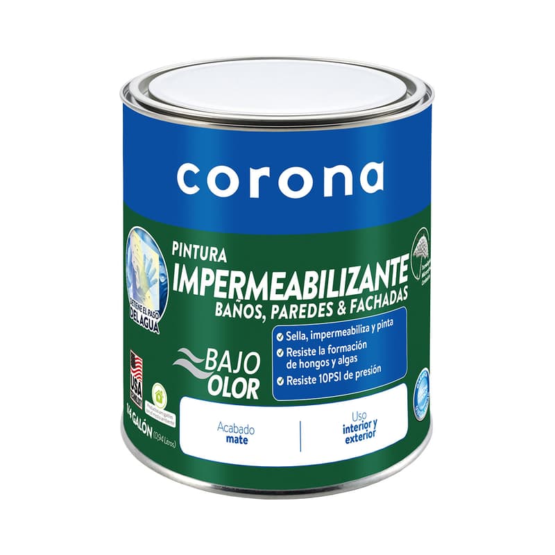 Pintura Impermeabilizante Corona Blanco 1/4 Galón