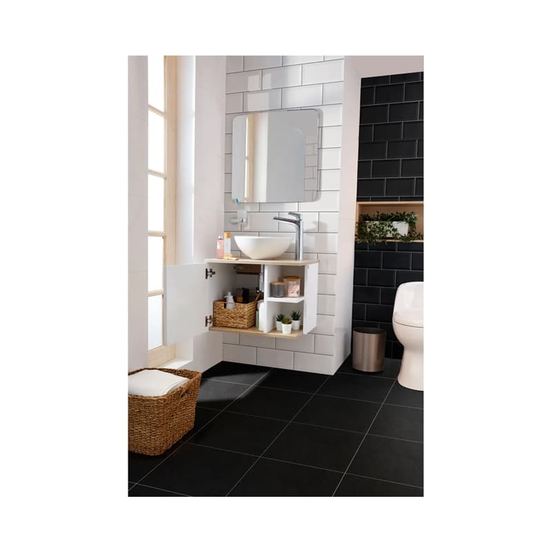 Piso Cerámico Corona Ard Mikonos Arcoi Negro 33.8x33.8