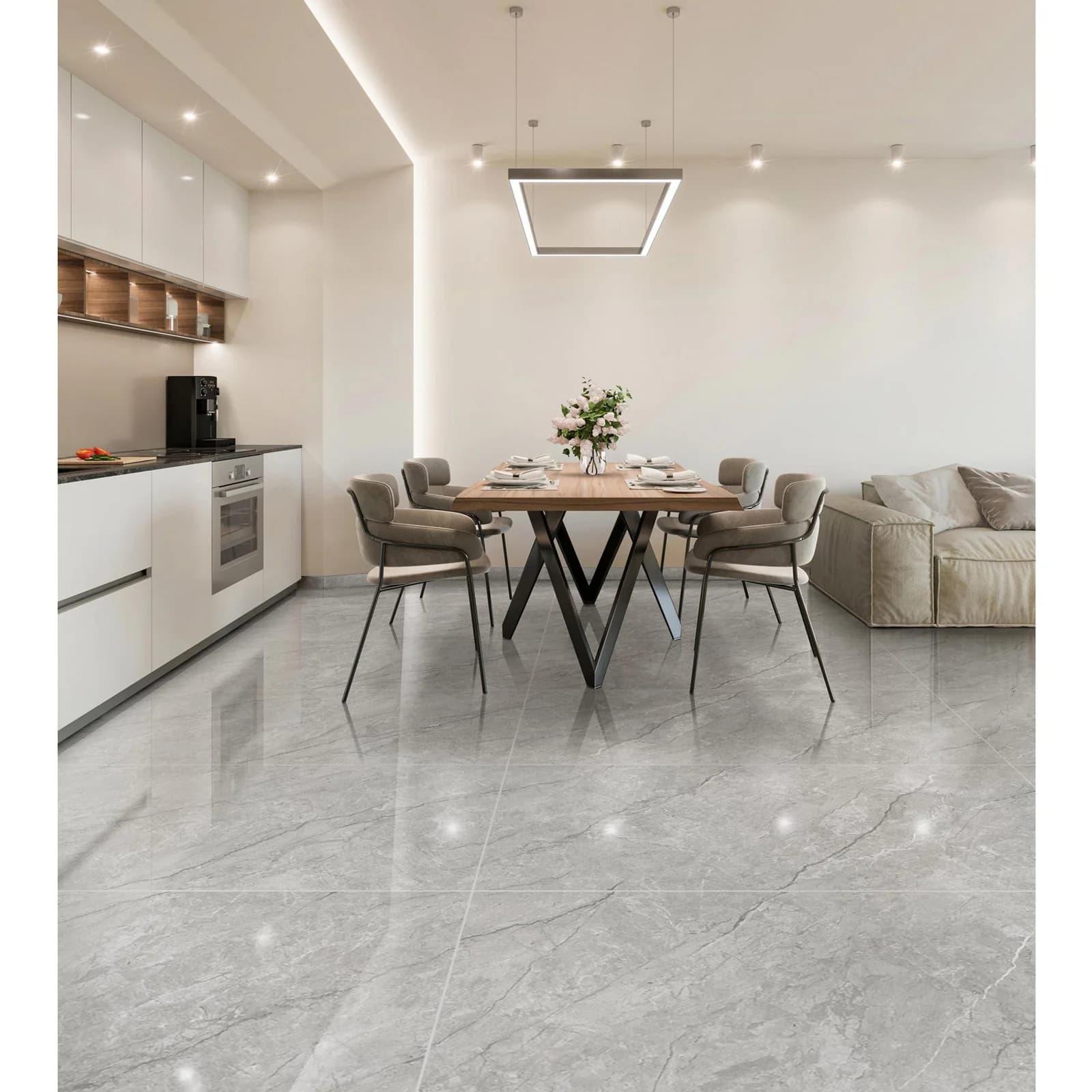 Piso Porcelanato Esmaltado Pulido Corona Absolute Gris 60x120 cm Caja 1.44 m2