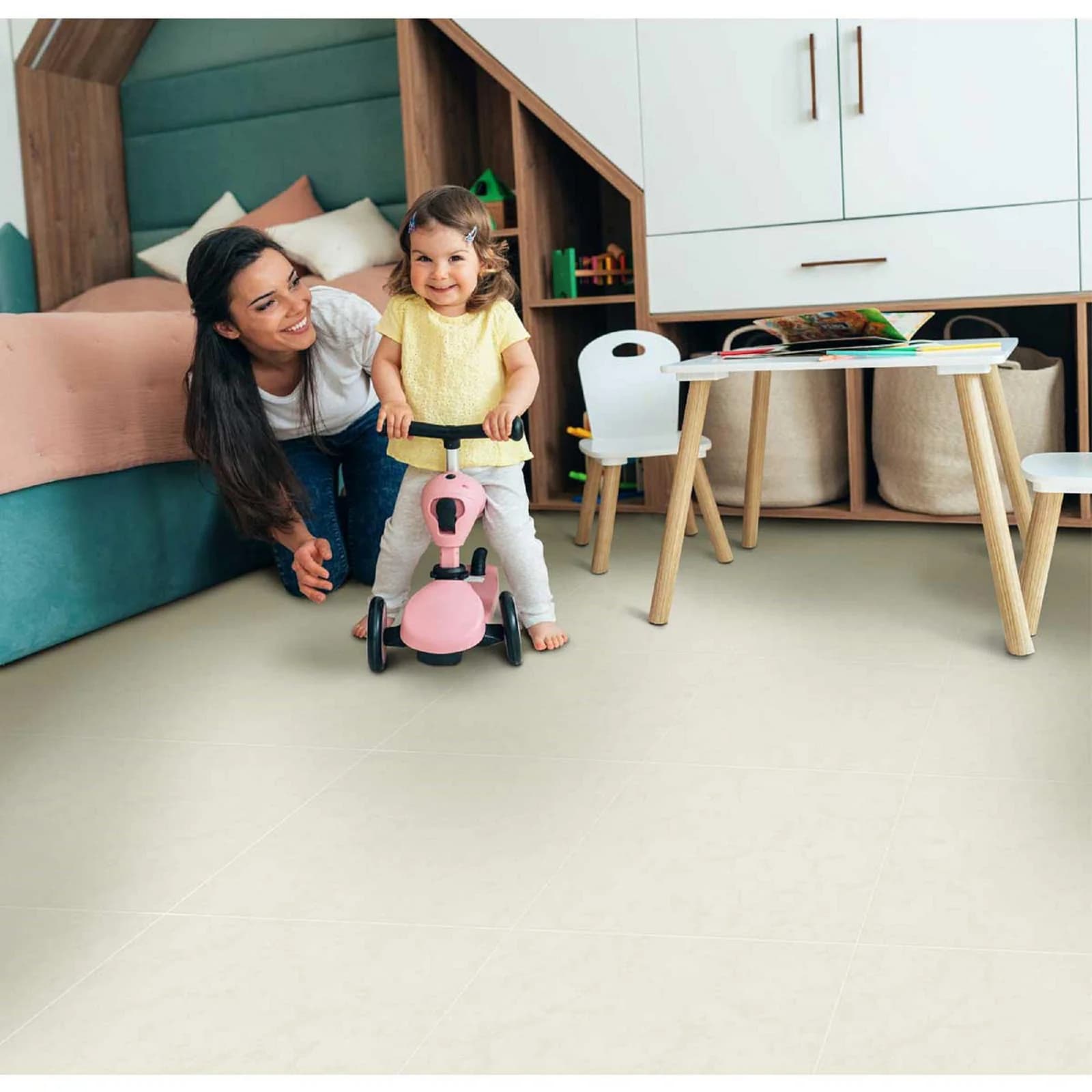 Piso Porcelánico Corona Aura Beige 56.6x56.6 cm Caja 1.60 m2