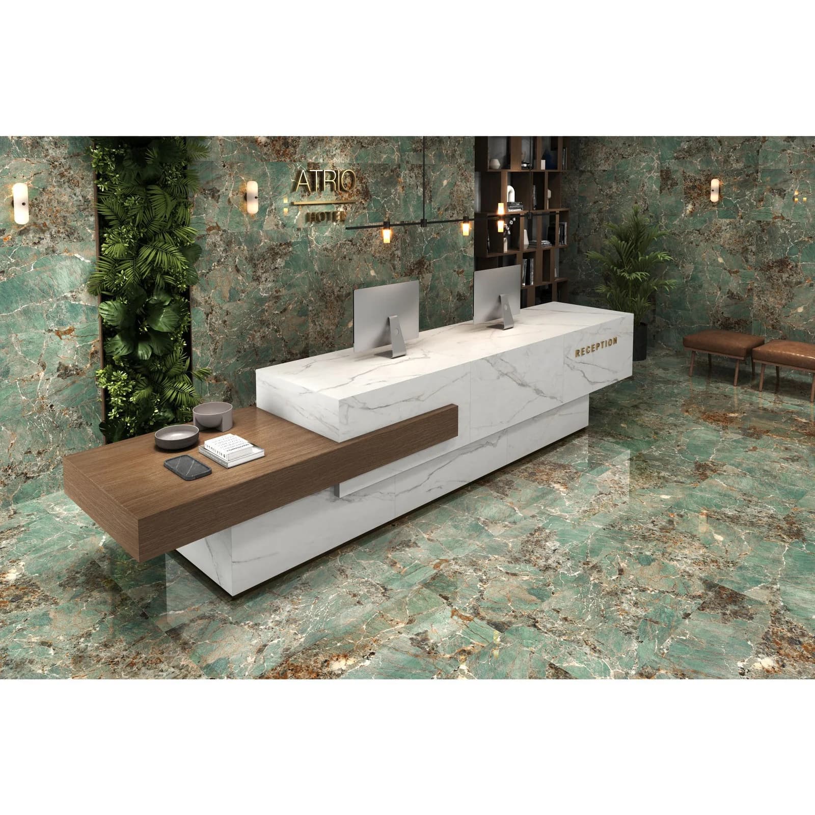 Piso Porcelánico Galaxy Teal Verde Brillante 60x120 cm Caja 1.44 m2