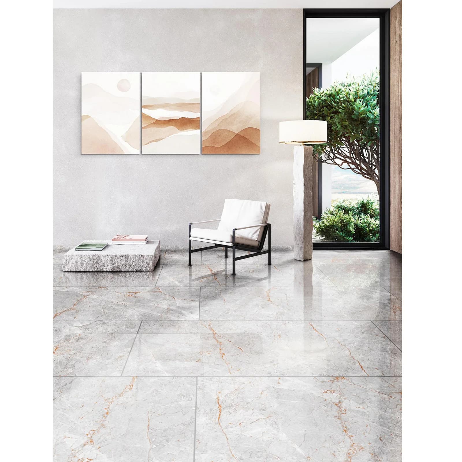 Porcelanato Rectificado Pulido Corona Esperanda Gris Oscuro Brillante 60x120 cm Caja 1.44 m2