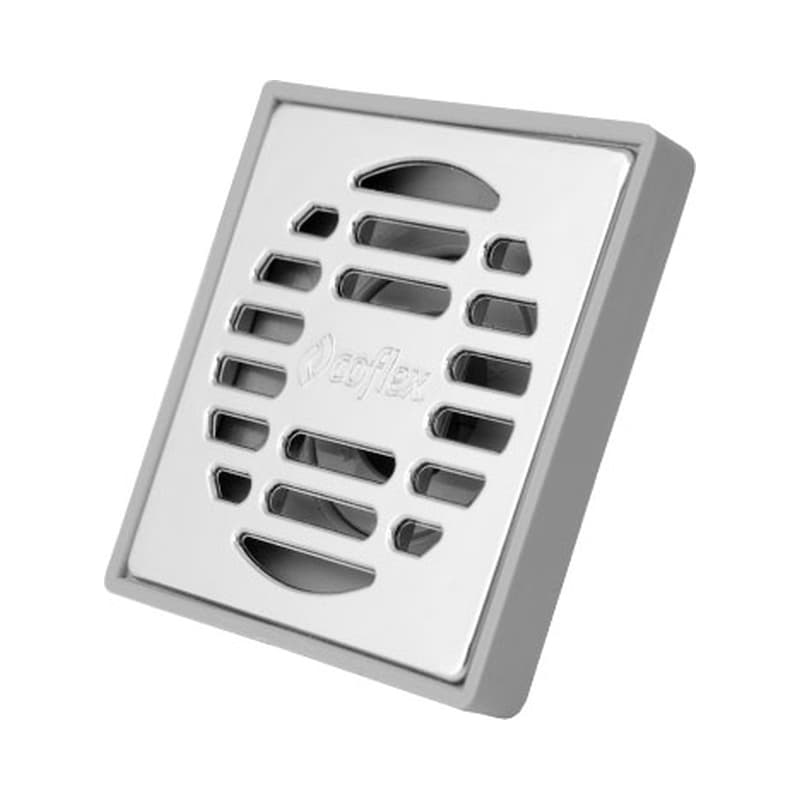 Coladera Cuadrada de ABS Coflex con Rejilla Cromada de 2 Pulgadas y Válvula Antiolores para Interiores