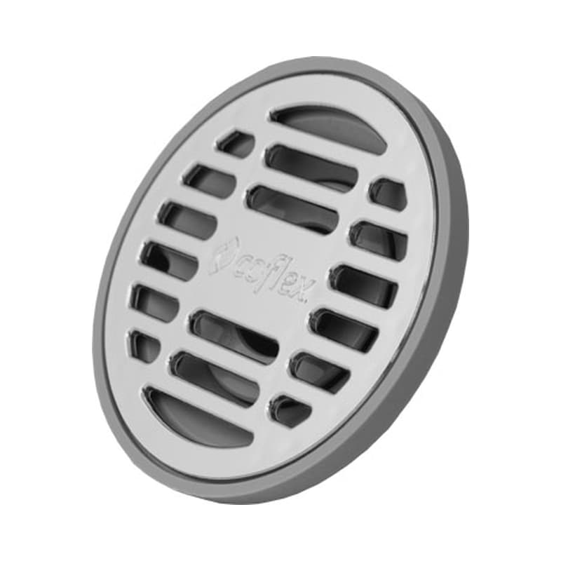 Coladera Redonda Coflex de ABS con Rejilla Cromada y Válvula Antiolores para Tubería de 2 Pulgadas