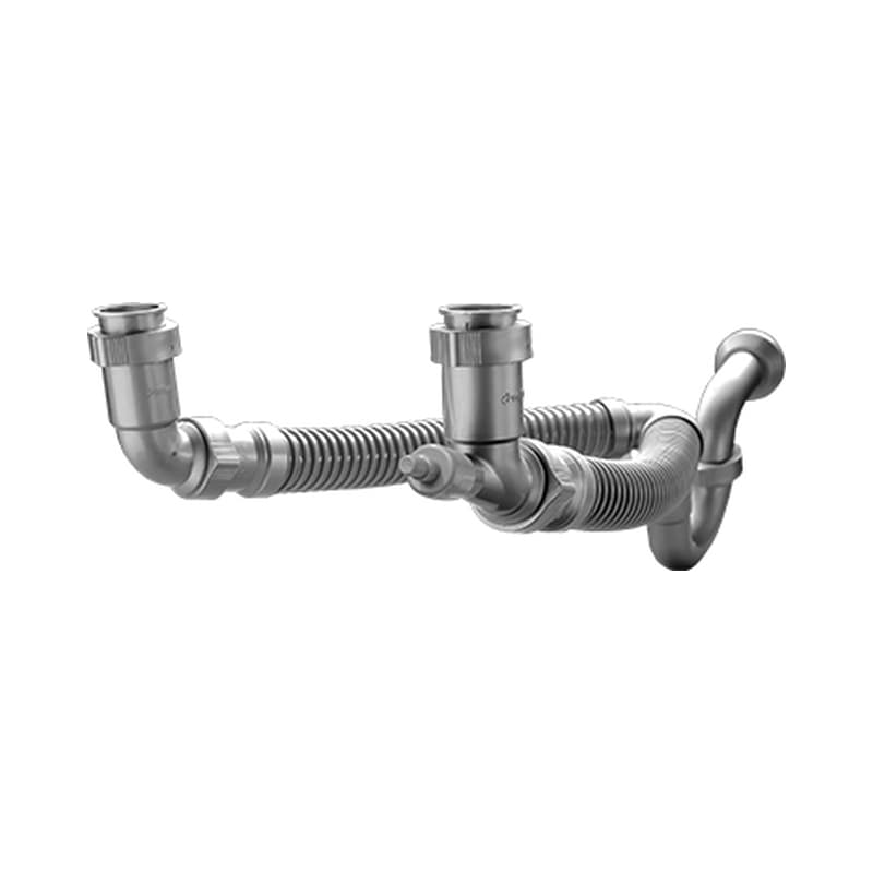 Sifón Flexible Doble Coflex para Lavamanos y Lavaplatos con Interior Liso Antiolores y Antibacterial SKU TF-110