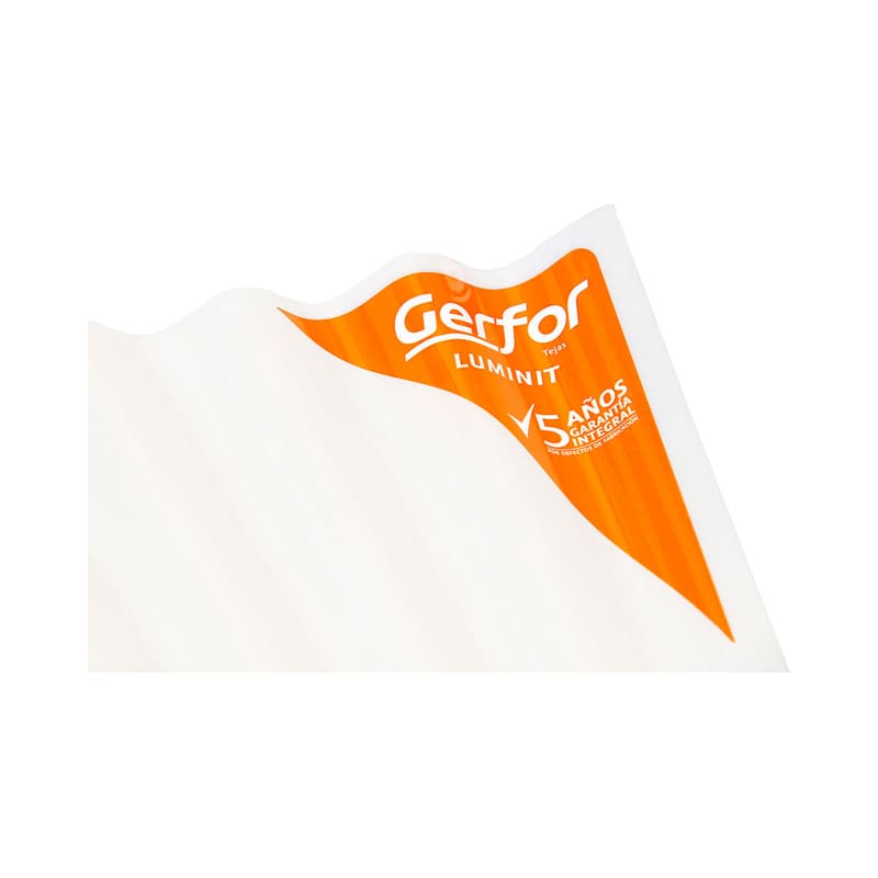 Teja Ondulada de PVC Gerfor Luminit Tipo Zinc No. 12 Transparente 0.82x3.66 m con Protección UV