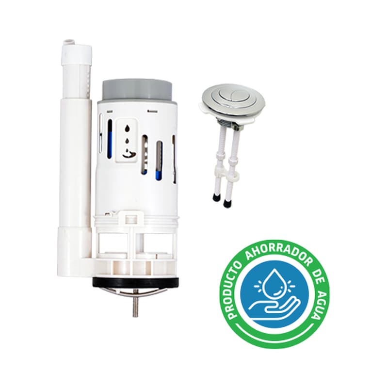 Válvula de Descarga Dual Coflex de 2 Pulgadas con Botón Superior para Sanitario de Una Pieza en Blanco y ABS Resistente