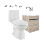 Combo Sanitario Corona Cima Alongado Mueble Aluvia Ceniza