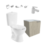 Combo Sanitario Corona Manantial Pro Mueble Elem Nogal
