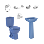 Combo Sanitario Corona Manantial Pro Redondo Azul