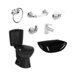 Combo Sanitario Corona Manantial Pro Redondo Negro